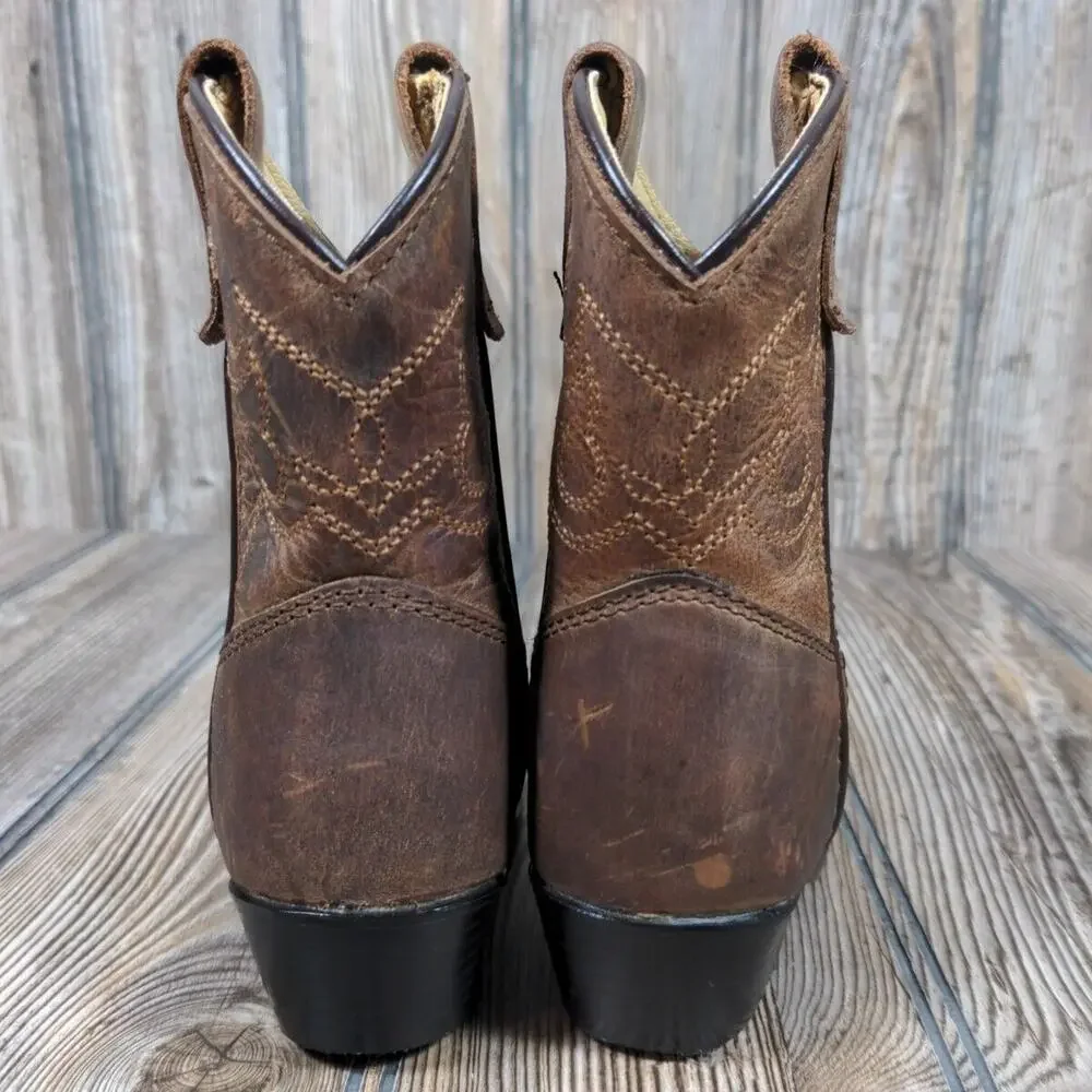 Smoky Mountain Western Cowboy Boots Leather Brown Youth Unisex Size 4 Farm Ranch